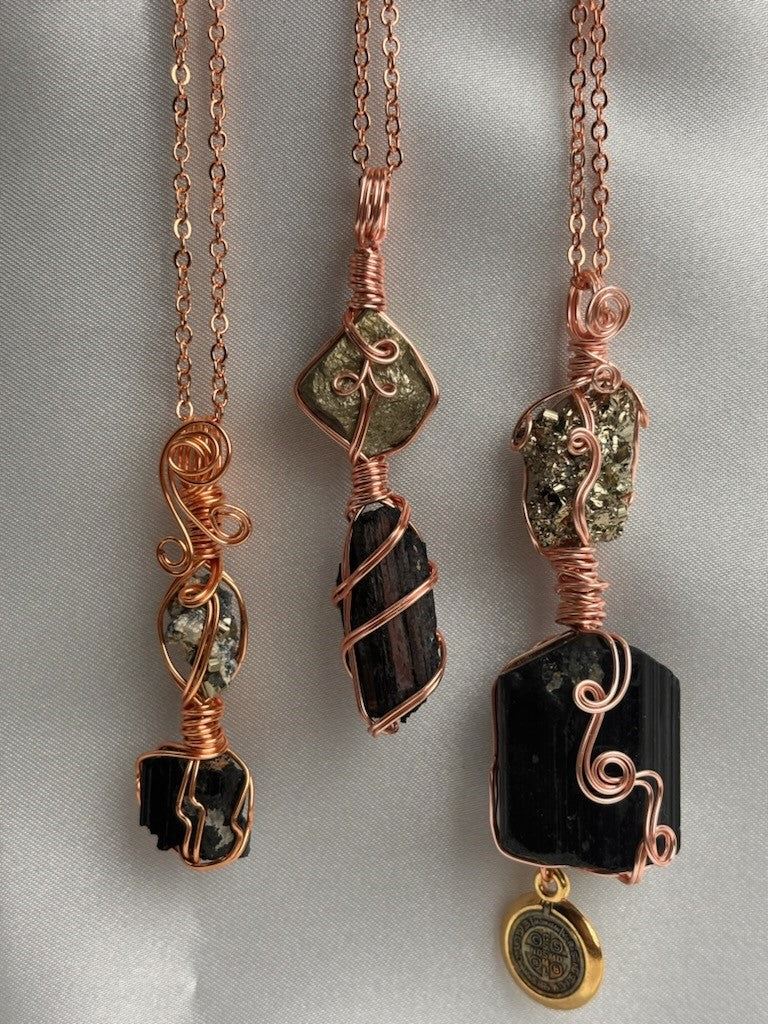 Tourmaline Pyrite Protection Crystal  Custom Pendant #101