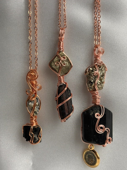 Tourmaline Pyrite Protection Crystal  Custom Pendant #101