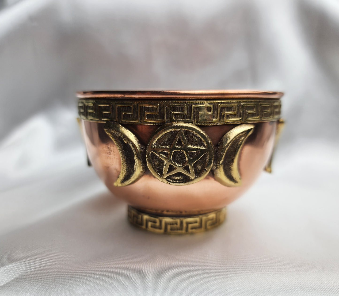 Offering Bowl Triple Moon Pentacle Copper  3"D