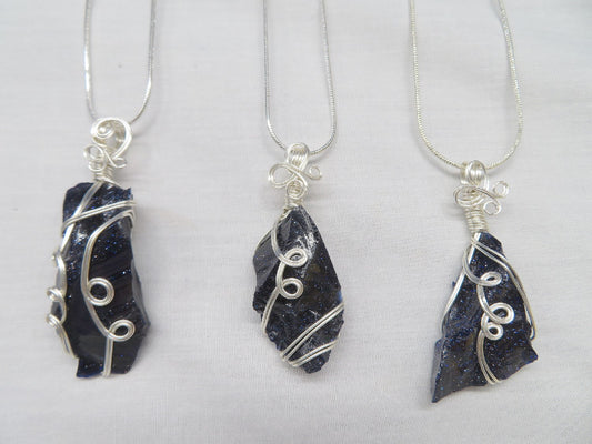 Blue Goldstone Crystal Custom Pendant #37