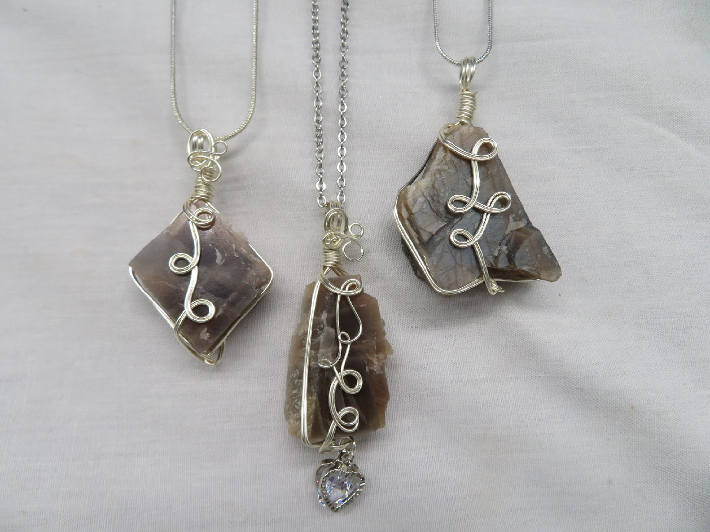 Moonstone Black / Peach  Crystal Custom Pendant  #56