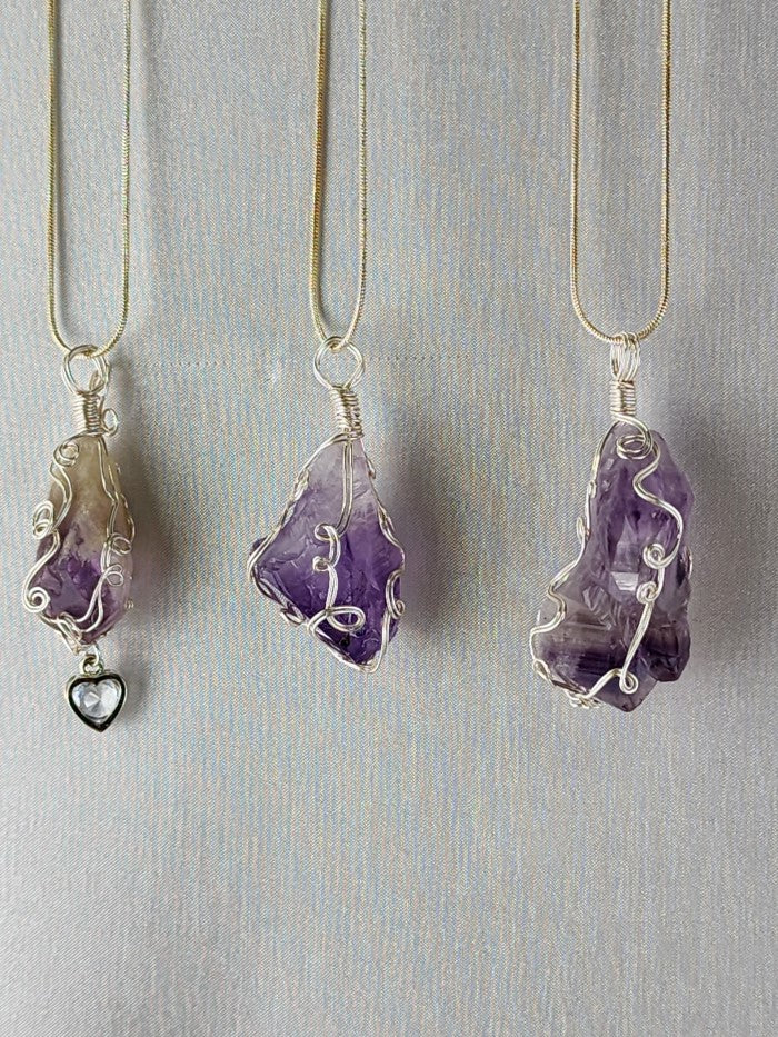 Amethyst Crystal Tear Drop Custom Pendant #7