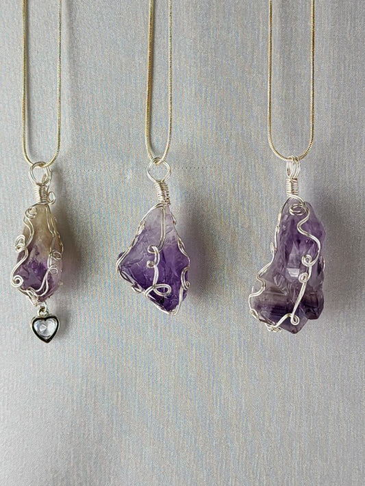 Amethyst Crystal Tear Drop Custom Pendant #7