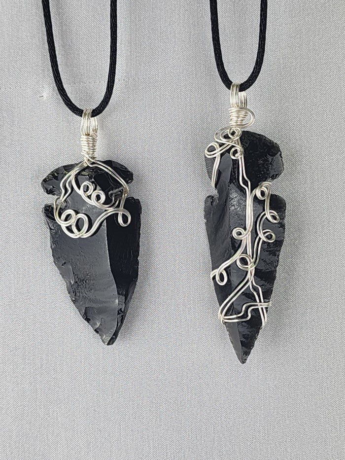 Black Obsidian Arrowhead  Crystal Custom Pendant #59