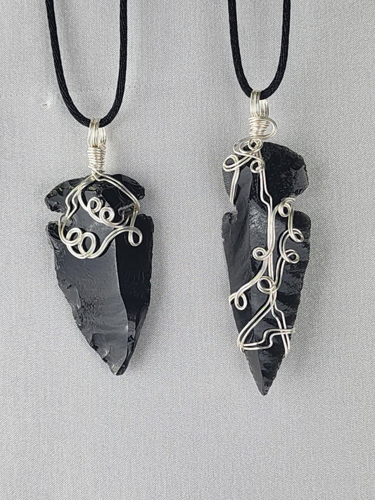 Black Obsidian Arrowhead  Crystal Custom Pendant #59