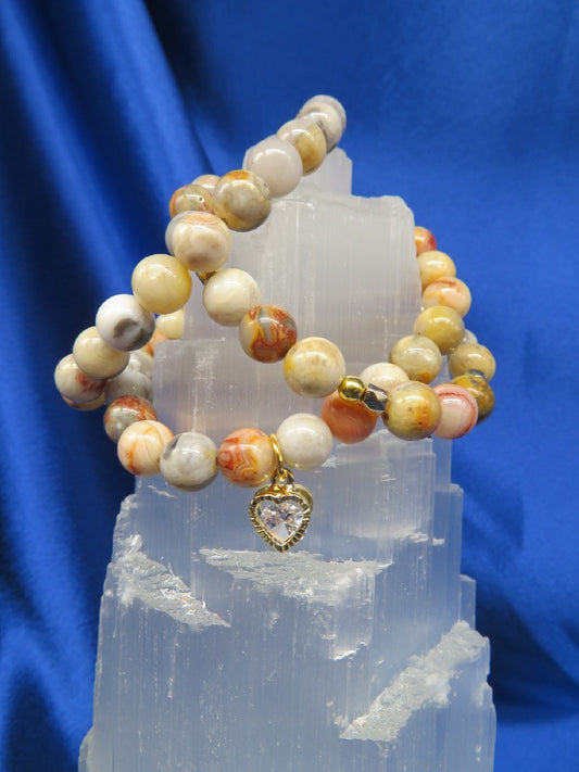 Agate/Crazy Lace Crystal Bracelet #BR2