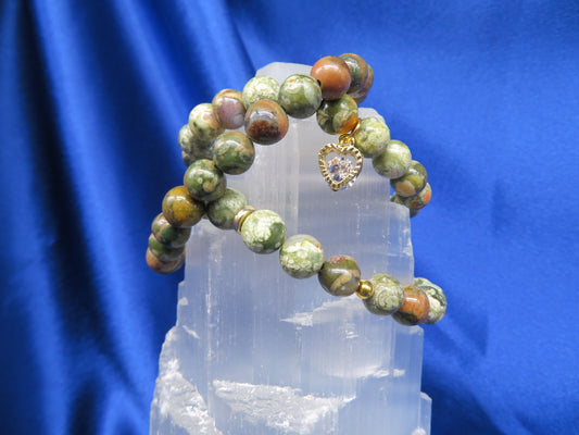 On Sale....Agate/Flower Crystal Bracelet 10 mm only BR3....Special