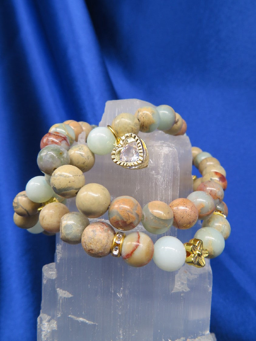 On Sale....Jasper/Aqua Terra Crystal Bracelet  #BR31....Special