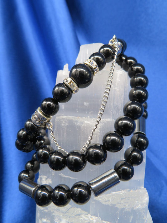 Obsidian/Black Crystal Bracelet  #BR50