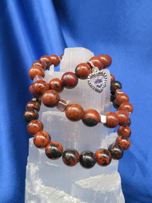 Obsidian/Mahogany Crystal Bracelet BR51