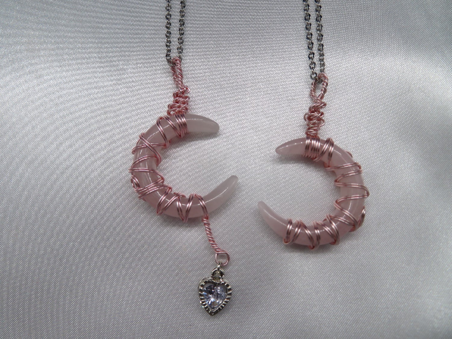 Rose Quartz Moon Crystal Custom Pendant #E20