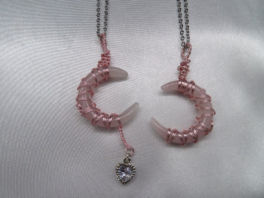 Rose Quartz Moon Crystal Custom Pendant #E20