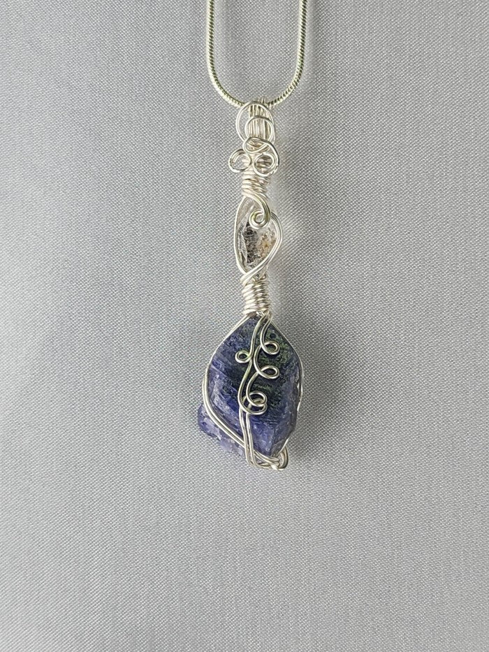 Tanzanite with Herkimer Diamond Crystal Custom Pendant #E24