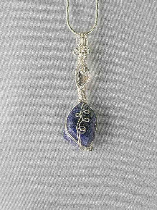 Tanzanite with Herkimer Diamond Crystal Custom Pendant #E24