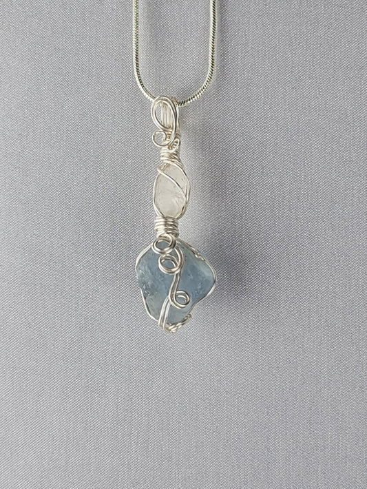 Celestite with Herkimer Diamond Crystal Custom Pendant #E3