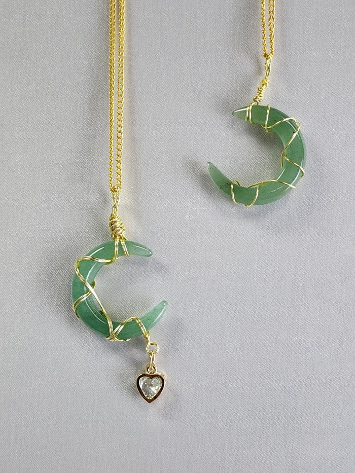 Green Aventurine Moon Crystal Custom Pendant #E9