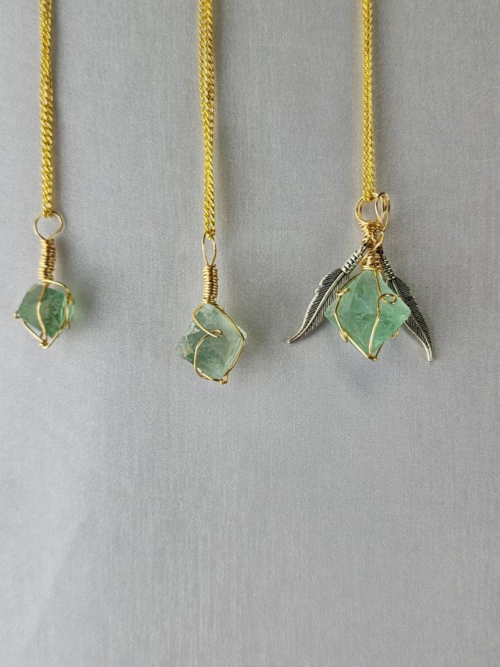 Fluorite Green Crystal Custom Pendant   #33