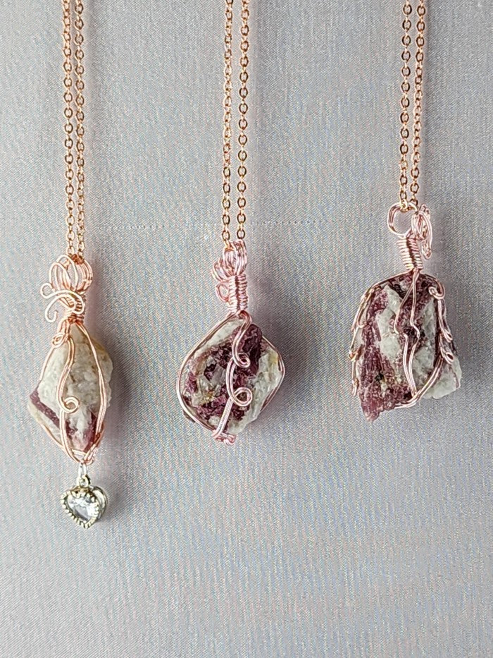 Pink Tourmaline Crystal Custom Pendant #95