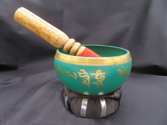 Singing Bowl Green  Tibetan 4"D
