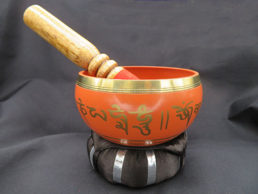 Singing Bowl Orange Tibetan 4"D