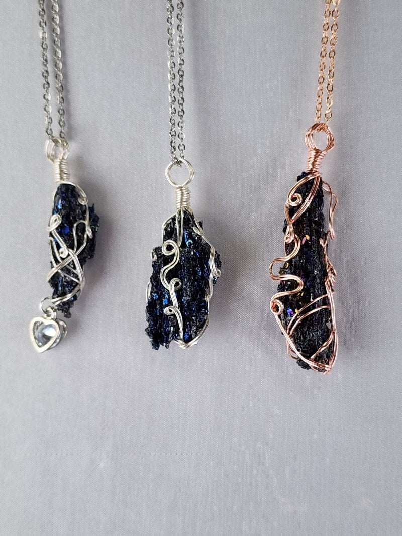Silicon Carbide Crystal Custom Pendant Purple Wire #86