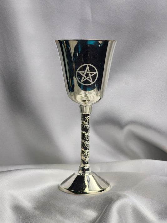 Chalice Pentagram Silver Plated 4 3/4"H