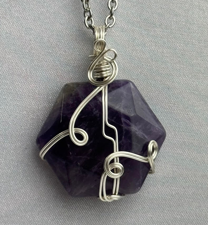 Amethyst Hexagon Crystal Custom Pendant