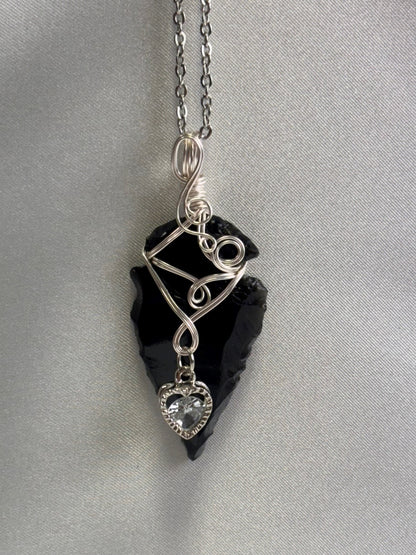 Black Obsidian Arrowhead  Crystal Custom Pendant #59