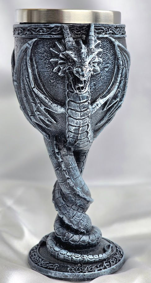 Chalice....Goblet....Blue Two Headed Dragon