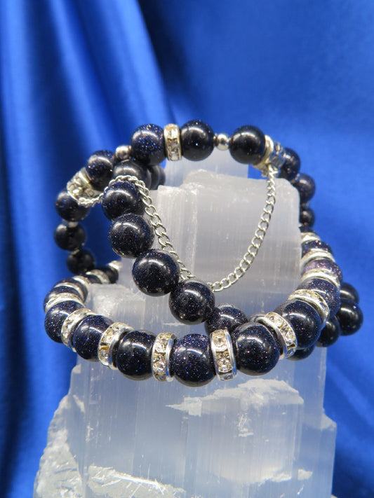 Blue Goldstone Crystal Bracelet  #BR24