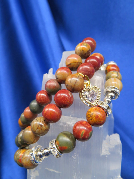 On Sale....Jasper/Red Creek Crystal Bracelet BR30....Special