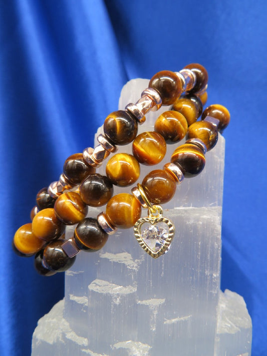 Tigers Eye/Gold Crystal Bracelet BR67