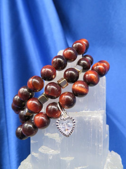 Tigers Eye/Red Crystal Bracelet BR69