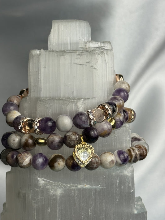 Amethyst/Chevron Crystal Bracelet