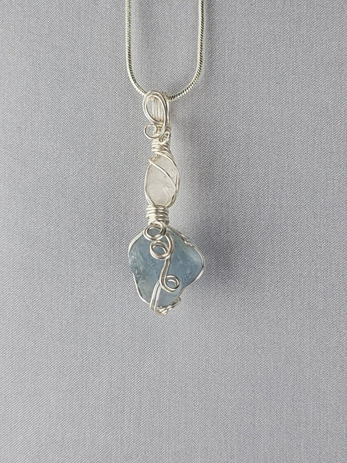 Celestite with Herkimer Diamond Crystal Custom Pendant #E3