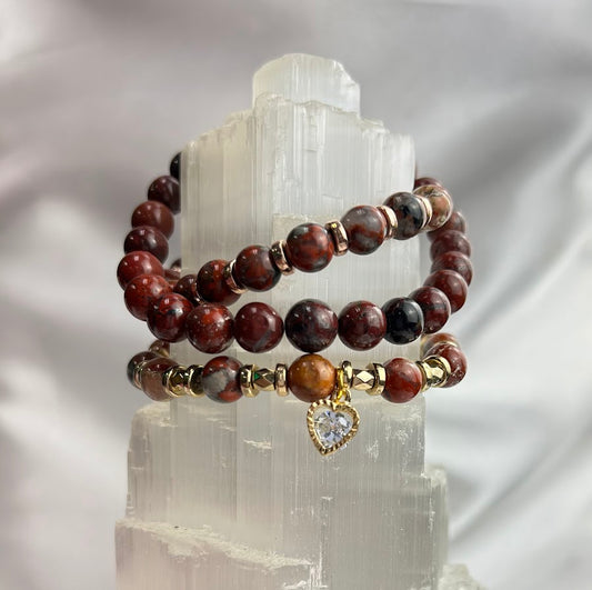 Jasper/Fire Crystal Bracelet