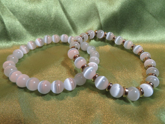 On Sale....Cats Eye/White Crystal Bracelet #BR77....Special