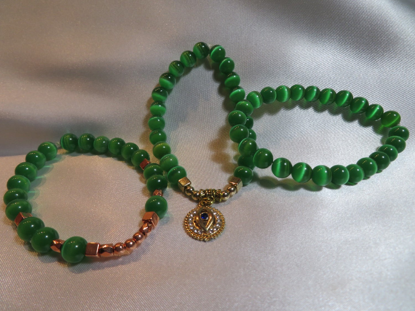 Green Cats eye Bracelet  #BR80
