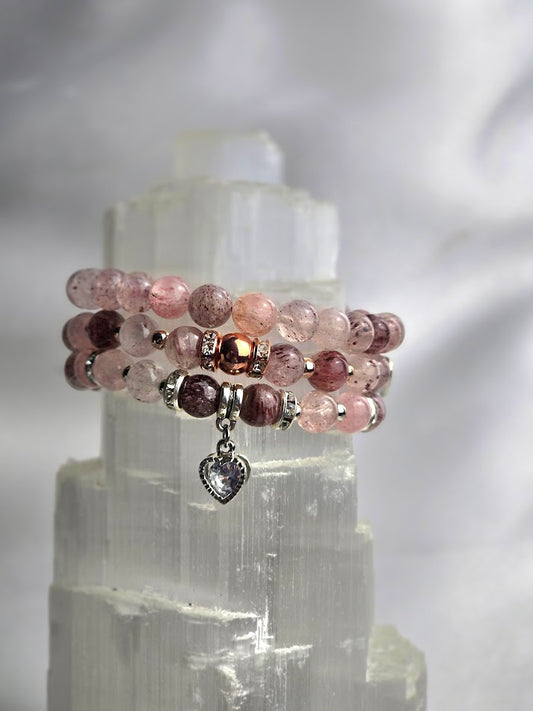 Quartz/Strawberry Crystal Bracelet